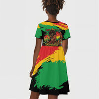 Juneteenth Rooted in Freedom Kid Short Sleeve Dress Black Pride African Queen