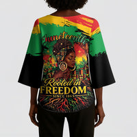 Juneteenth Rooted in Freedom Kimono Sleeve Blouse Black Pride African Queen