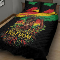 Juneteenth Rooted in Freedom Quilt Bed Set Black Pride African Queen