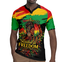 Juneteenth Rooted in Freedom Rugby Jersey Black Pride African Queen