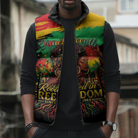 Juneteenth Rooted in Freedom Sleeveless Puffer Jacket Black Pride African Queen