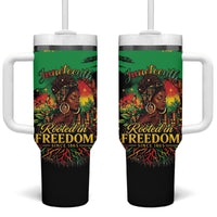 Juneteenth Rooted in Freedom Tumbler With Handle Black Pride African Queen