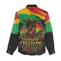 Juneteenth Rooted in Freedom Women Casual Shirt Black Pride African Queen