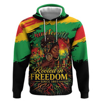 Juneteenth Rooted in Freedom Zip Hoodie Black Pride African Queen