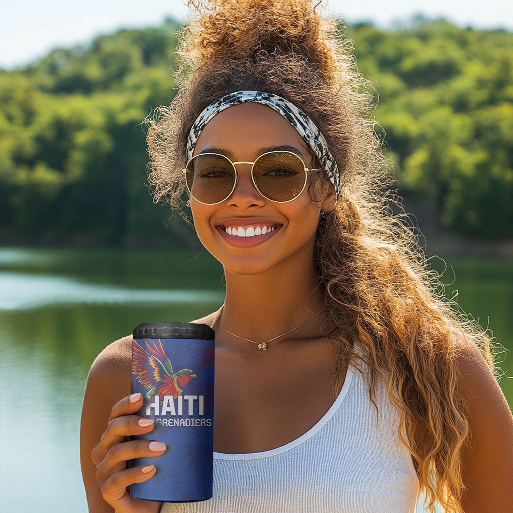 Haiti Heritage Football 2026 Custom 4 in 1 Can Cooler Tumbler Hispaniolan Trogon Bird