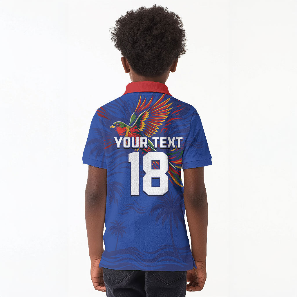 Haiti Heritage Football 2026 Custom Kid Polo Shirt Hispaniolan Trogon Bird
