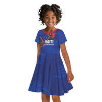 Haiti Heritage Football 2026 Custom Kid Short Sleeve Dress Hispaniolan Trogon Bird