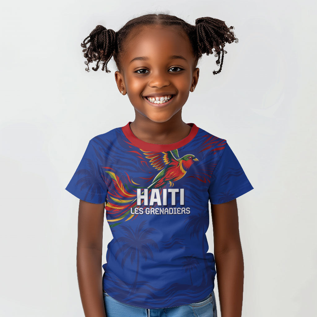 Haiti Heritage Football 2026 Custom Kid T shirt Hispaniolan Trogon Bird