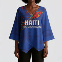 Haiti Heritage Football 2026 Custom Kimono Sleeve Blouse Hispaniolan Trogon Bird