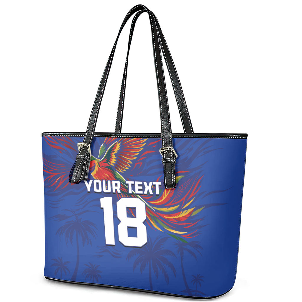 Haiti Heritage Football 2026 Custom Leather Tote Bag Hispaniolan Trogon Bird