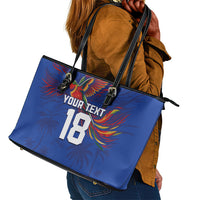 Haiti Heritage Football 2026 Custom Leather Tote Bag Hispaniolan Trogon Bird