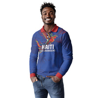 Haiti Heritage Football 2026 Custom Long Sleeve Polo Shirt Hispaniolan Trogon Bird