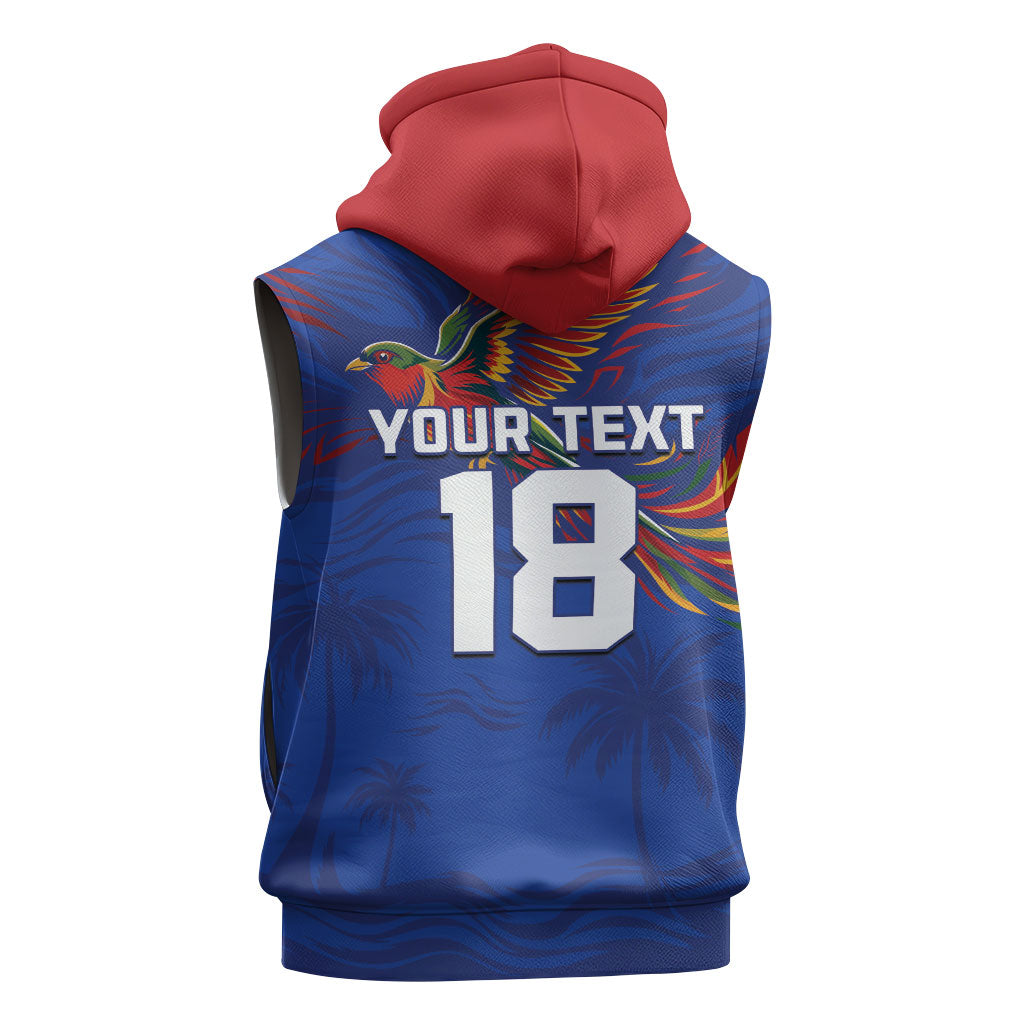 Haiti Heritage Football 2026 Custom Sleeveless Zip Hoodie Hispaniolan Trogon Bird