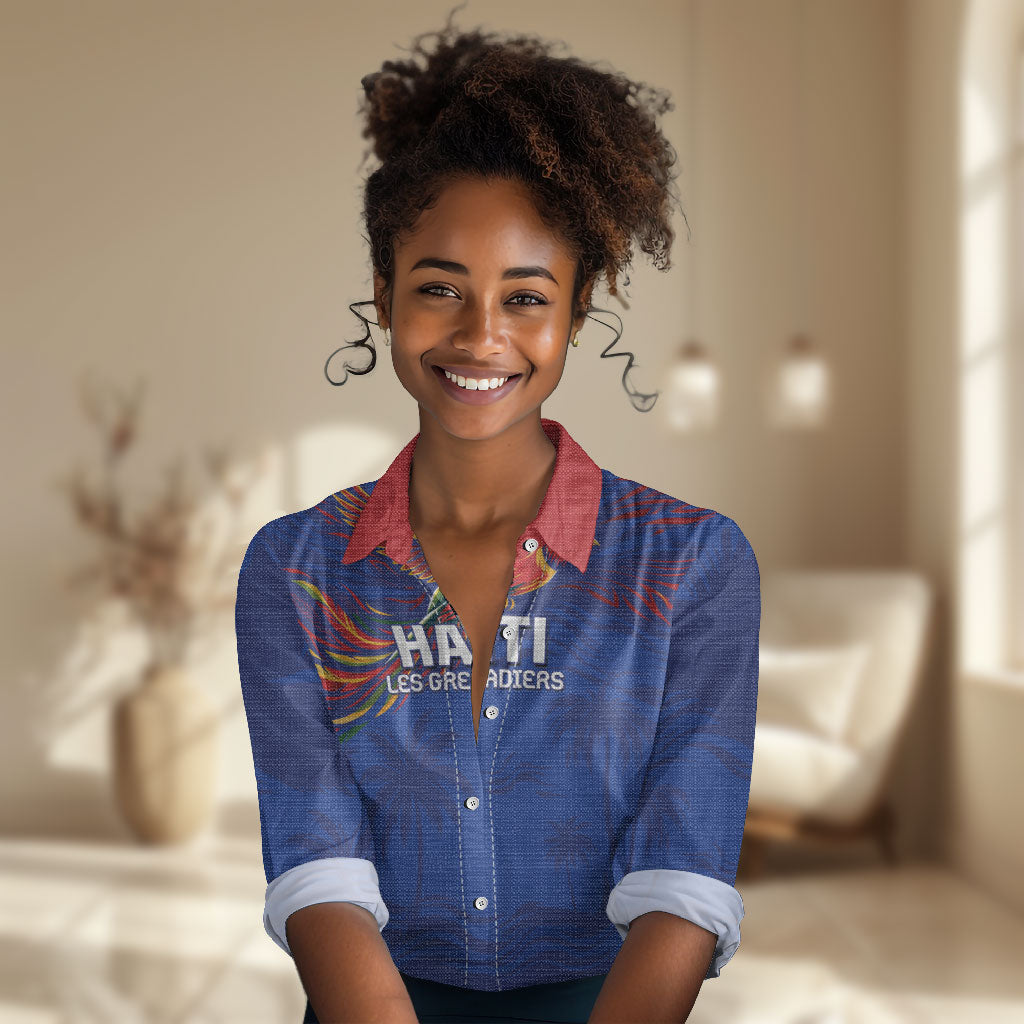 Haiti Heritage Football 2026 Custom Women Casual Shirt Hispaniolan Trogon Bird