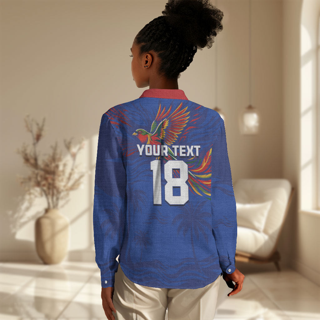 Haiti Heritage Football 2026 Custom Women Casual Shirt Hispaniolan Trogon Bird
