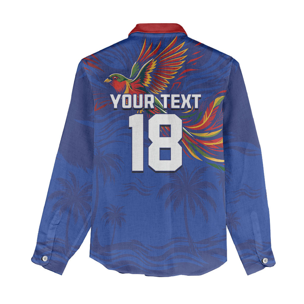 Haiti Heritage Football 2026 Custom Women Casual Shirt Hispaniolan Trogon Bird