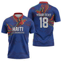 Haiti Heritage Football 2026 Custom Zipper Polo Shirt Hispaniolan Trogon Bird