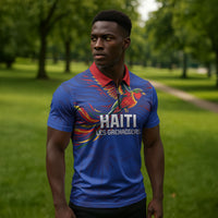 Haiti Heritage Football 2026 Custom Zipper Polo Shirt Hispaniolan Trogon Bird