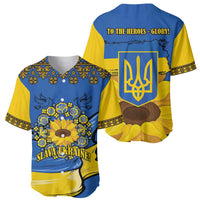Ukraine Sunflower Peace Sign Baseball Jersey With Folk Patterns - Wonder Print Shop