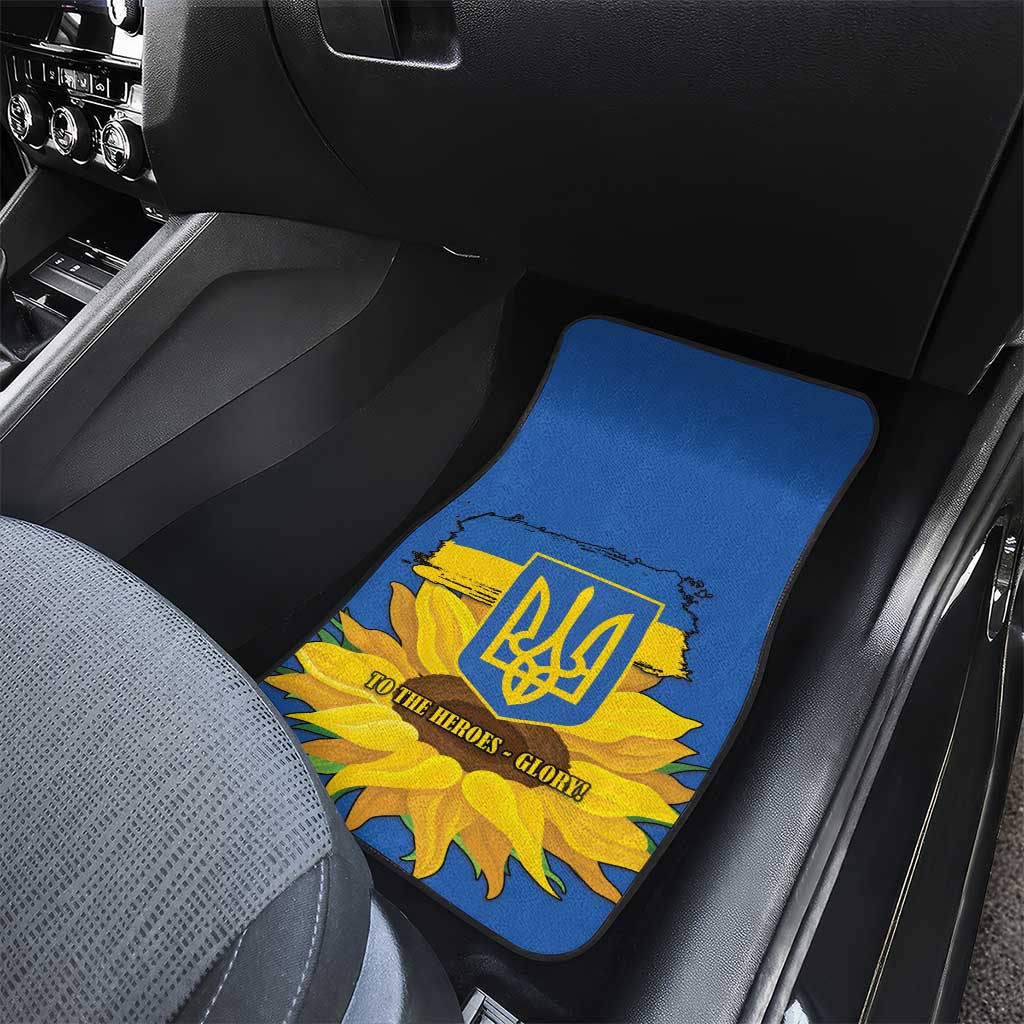 Ukraine Sunflower Peace Sign Car Mats With Folk Patterns - Wonder Print Shop