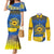 Ukraine Sunflower Peace Sign Couples Matching Mermaid Dress and Long Sleeve Button Shirt With Folk Patterns