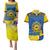 Ukraine Sunflower Peace Sign Couples Matching Puletasi and Hawaiian Shirt With Folk Patterns - Wonder Print Shop