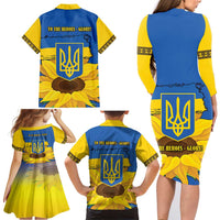Ukraine Sunflower Peace Sign Family Matching Long Sleeve Bodycon Dress and Hawaiian Shirt With Folk Patterns - Wonder Print Shop