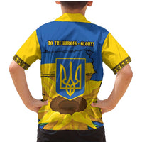 Ukraine Sunflower Peace Sign Family Matching Mermaid Dress and Hawaiian Shirt With Folk Patterns - Wonder Print Shop