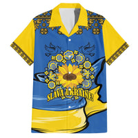 Ukraine Sunflower Peace Sign Family Matching Off The Shoulder Long Sleeve Dress and Hawaiian Shirt With Folk Patterns - Wonder Print Shop