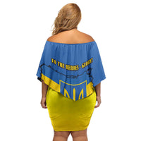 Ukraine Sunflower Peace Sign Family Matching Off Shoulder Short Dress and Hawaiian Shirt With Folk Patterns - Wonder Print Shop