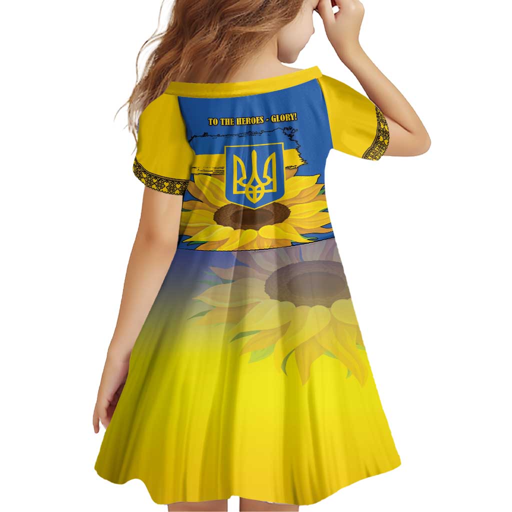 Ukraine Sunflower Peace Sign Family Matching Short Sleeve Bodycon Dress and Hawaiian Shirt With Folk Patterns - Wonder Print Shop