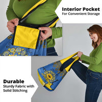 Ukraine Sunflower Peace Sign Grocery Bag With Folk Patterns
