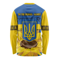 Ukraine Sunflower Peace Sign Long Sleeve Shirt With Folk Patterns - Wonder Print Shop
