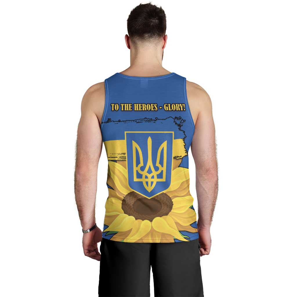 Ukraine Sunflower Peace Sign Men Tank Top With Folk Patterns - Wonder Print Shop