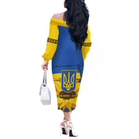 Ukraine Sunflower Peace Sign Off The Shoulder Long Sleeve Dress With Folk Patterns - Wonder Print Shop