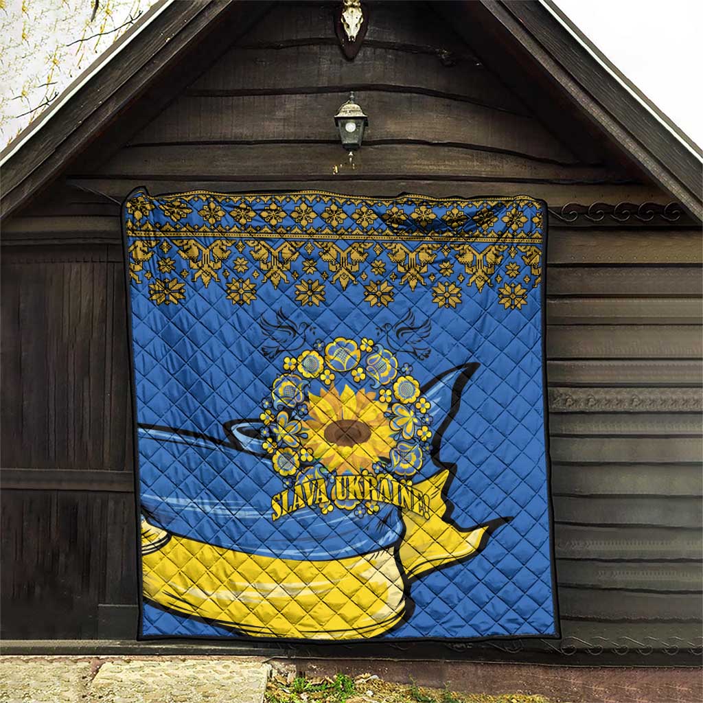 Ukraine Sunflower Peace Sign Quilt With Folk Patterns - Wonder Print Shop