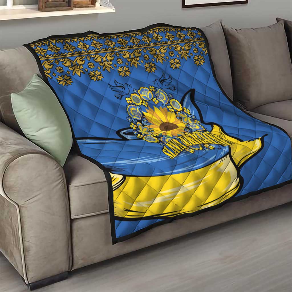 Ukraine Sunflower Peace Sign Quilt With Folk Patterns - Wonder Print Shop