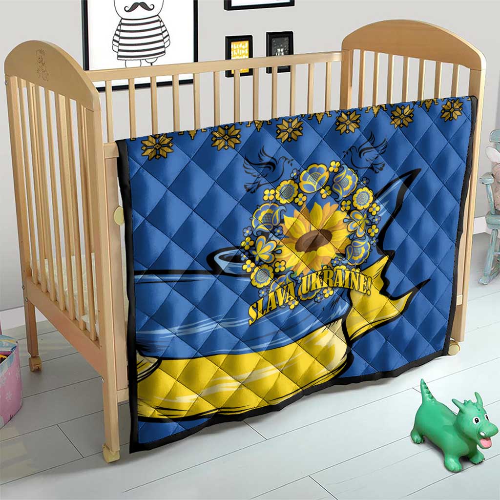 Ukraine Sunflower Peace Sign Quilt With Folk Patterns - Wonder Print Shop