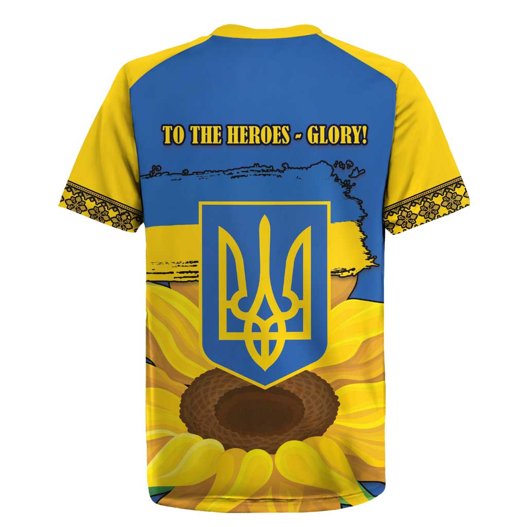 Ukraine Sunflower Peace Sign Rugby Jersey With Folk Patterns - Wonder Print Shop
