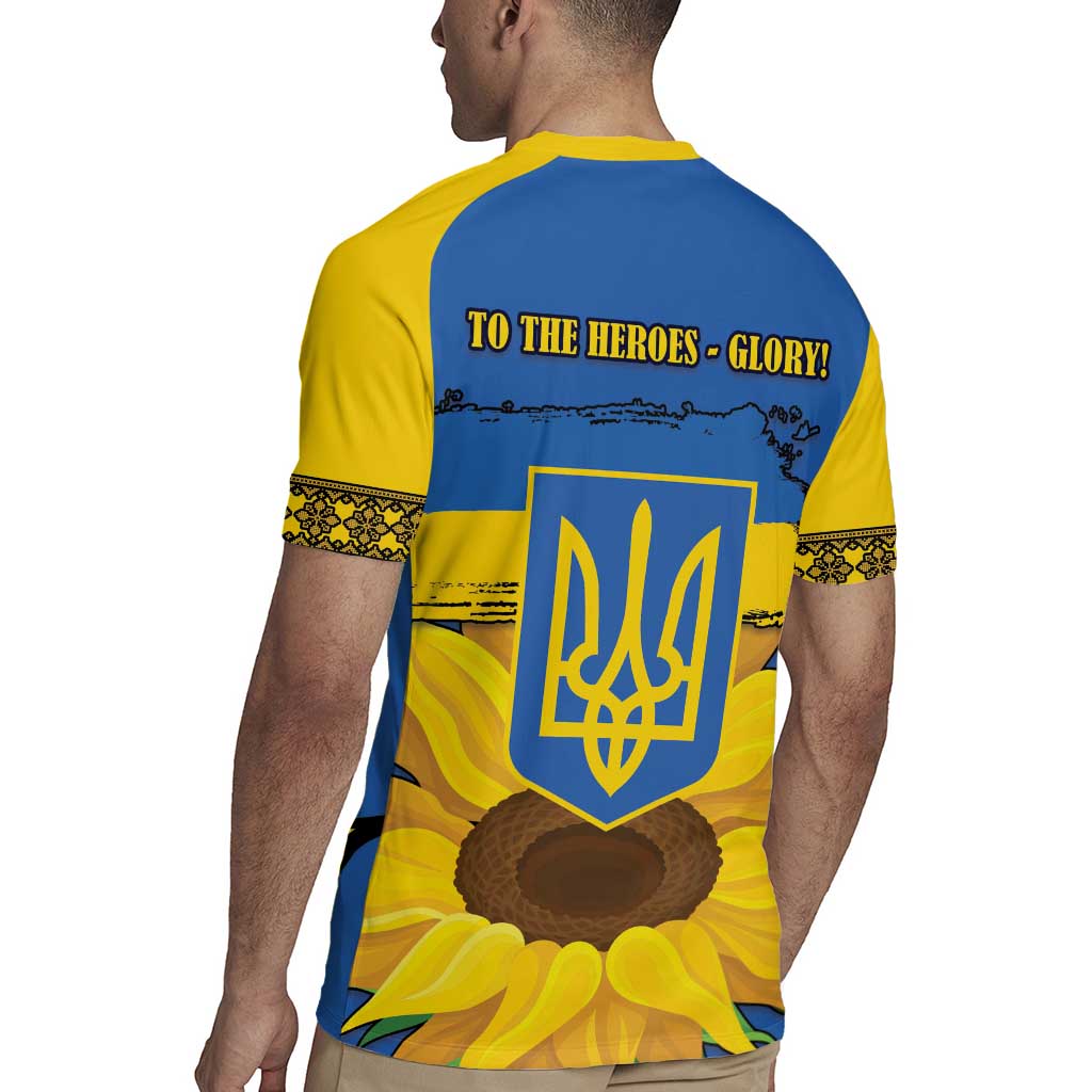 Ukraine Sunflower Peace Sign Rugby Jersey With Folk Patterns - Wonder Print Shop