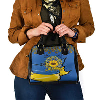 Ukraine Sunflower Peace Sign Shoulder Handbag With Folk Patterns