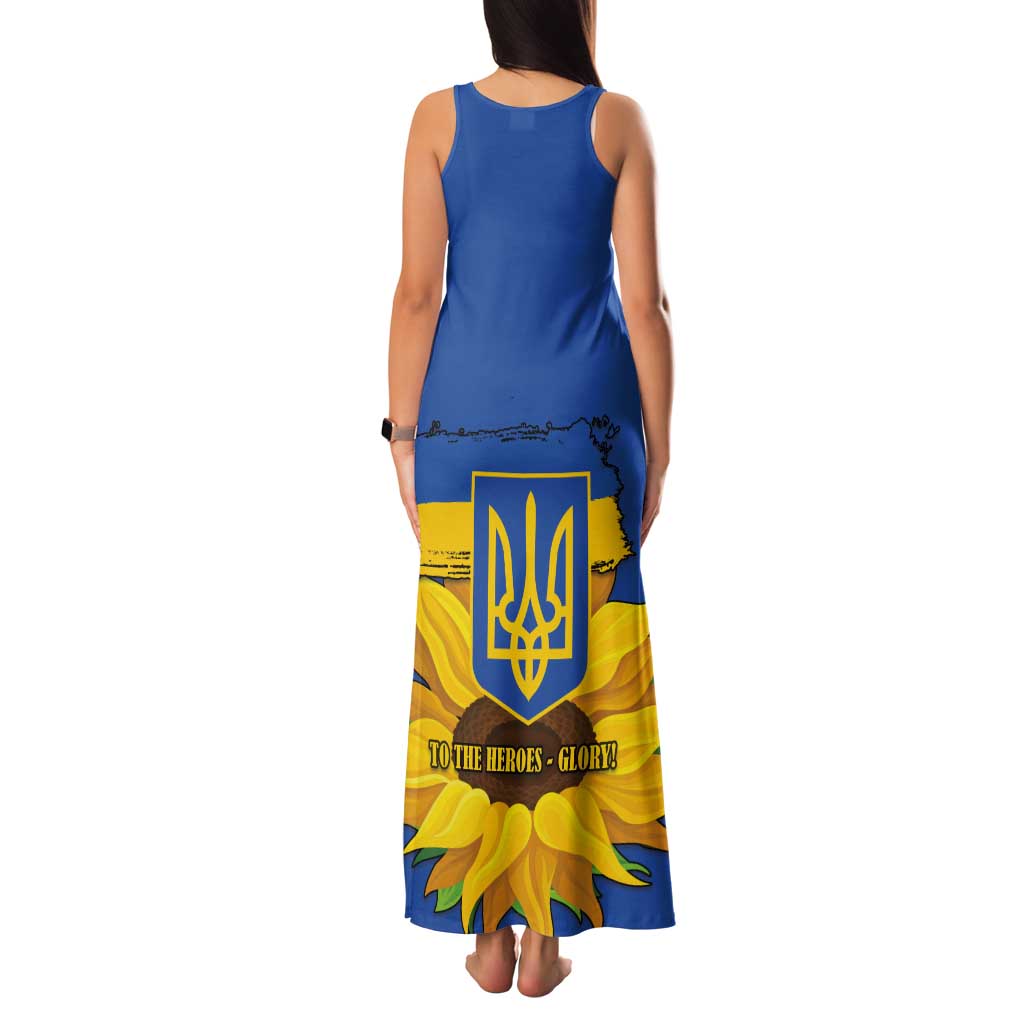 Ukraine Sunflower Peace Sign Tank Maxi Dress With Folk Patterns - Wonder Print Shop