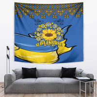 Ukraine Sunflower Peace Sign Tapestry With Folk Patterns - Wonder Print Shop