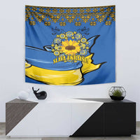 Ukraine Sunflower Peace Sign Tapestry With Folk Patterns - Wonder Print Shop