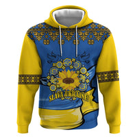 Ukraine Sunflower Peace Sign Zip Hoodie With Folk Patterns - Wonder Print Shop