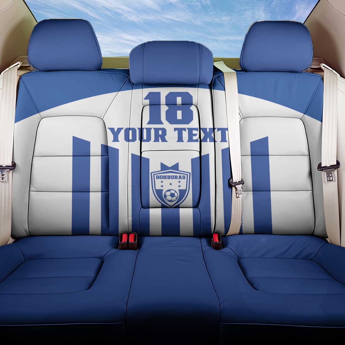 Custom Honduras Football Back Car Seat Cover Los Catrachos Sporty Style - Wonder Print Shop