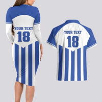 Custom Honduras Football Couples Matching Long Sleeve Bodycon Dress and Hawaiian Shirt Los Catrachos Sporty Style - Wonder Print Shop