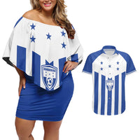 Custom Honduras Football Couples Matching Off Shoulder Short Dress and Hawaiian Shirt Los Catrachos Sporty Style - Wonder Print Shop