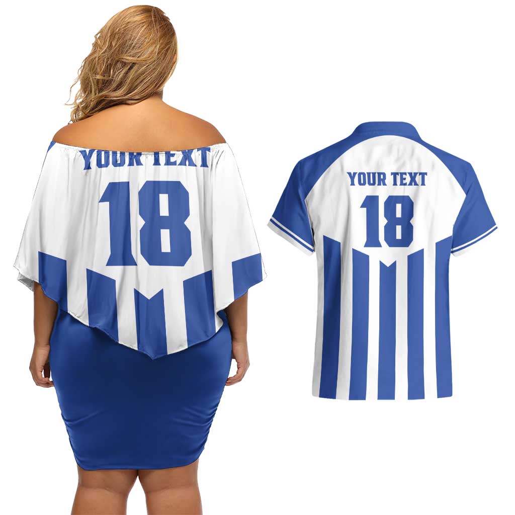 Custom Honduras Football Couples Matching Off Shoulder Short Dress and Hawaiian Shirt Los Catrachos Sporty Style - Wonder Print Shop