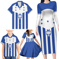 Custom Honduras Football Family Matching Long Sleeve Bodycon Dress and Hawaiian Shirt Los Catrachos Sporty Style - Wonder Print Shop